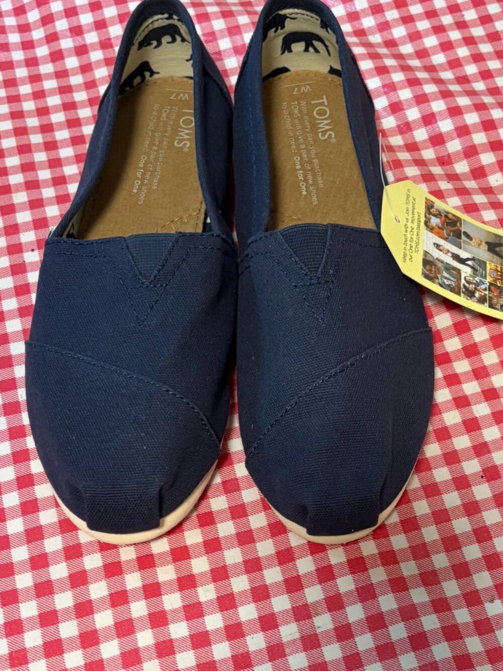 New Toms Classic Alpargate Navy Heritage Canvas Slip-On Shoes Size 7